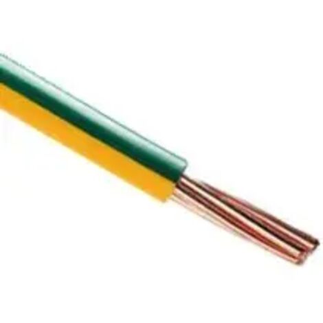 Fil électrique rigide ho7vR 25mm2 vert/jaune (prix au m)