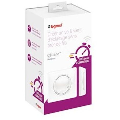 Legrand – Prêt à poser interrupteur va-et-vient sans fil 230V – Mécanisme Céliane blanc – Livré complet – 67632 - LEG067632
