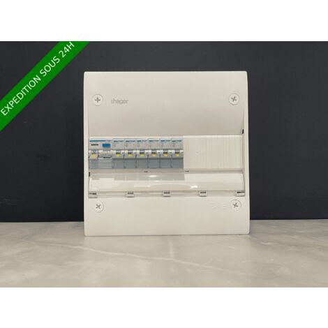 Hager – Tableau électrique 1 rangée équipé apparent – 13 modules – Différentiel 40A type AC – 5 modules libres – Pré-câblé avec peigne