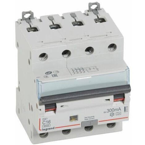 Legrand – Disjoncteur différentiel monobloc DX³ 400V – 4P 16A type A 300mA – Protection contre défauts d'arc – Applications domestiques et tertiaires