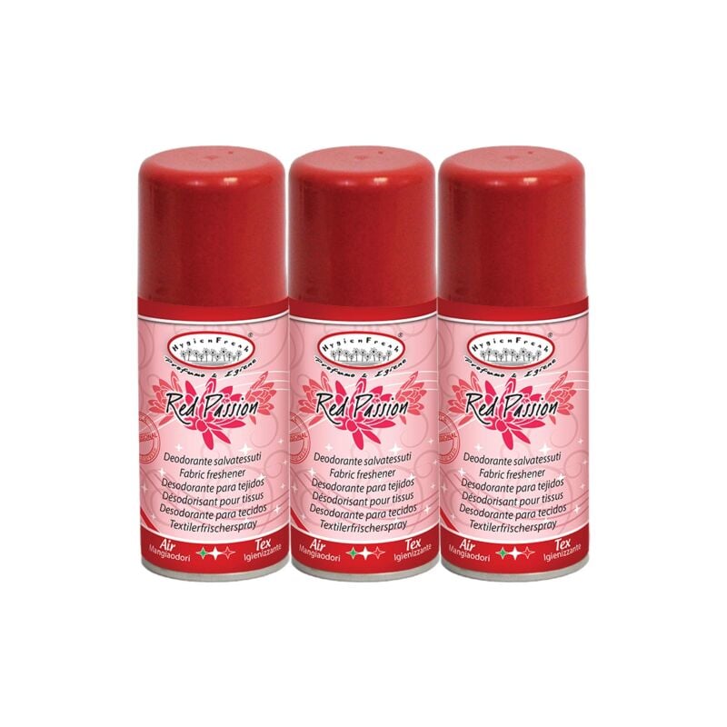 3 X HYGIEN FRESH DeoSpray Deodorante Salva Tessuti e Ambiente RED PASSION  150 ML