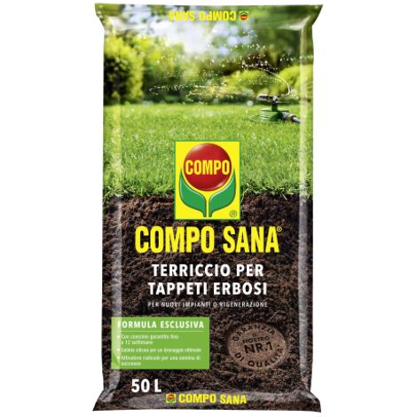 Compo SANA TAPPETI ERBOSI Terra Terriccio substarto con sabbia Turbo Radici 50 LT