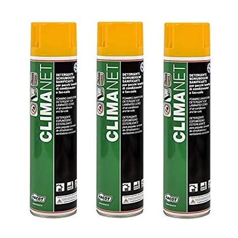 3 X Facot CLIMANET SPRAY Detergente igienizzante antibatterico antimuffa condizionatori 600 ML