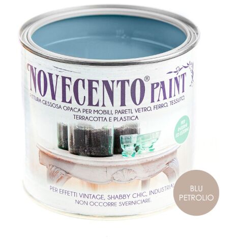 Novecento CHALK PAINT BLU PETROLIO Pittura Lavabile inodore senza primer 500 ML BLU PETROLIO