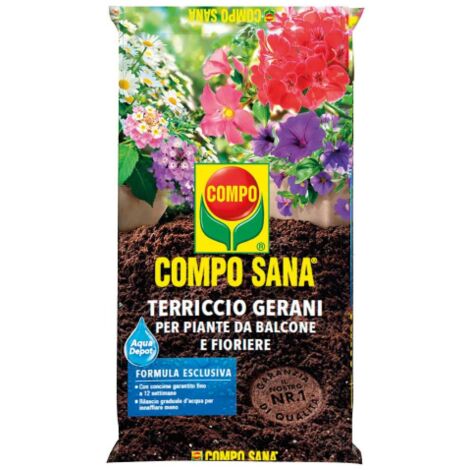 Compo SANA GERANI Terra Terriccio substarto piante balcone acqua depot 20 LT