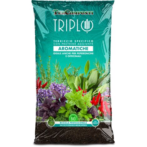 Tercomposti TRIPLO PIANTE AROMATICHE Terra Terriccio substrato peperoncini erbe 20 LT