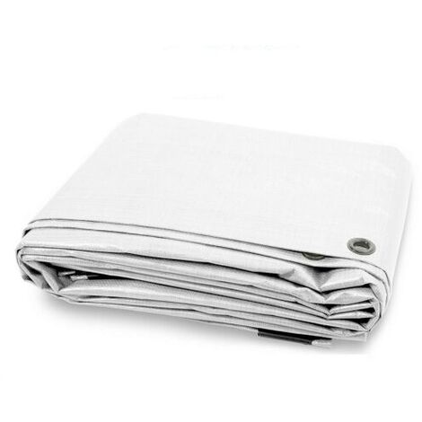 Telo Impermeabile Occhiellato 4x5 Metri - Bianco, 120 Gr/m², Resistente, Per Coperture E Protezioni - Foto 4
