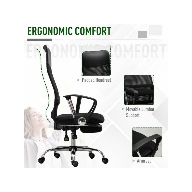 KLULK Poltrona da Scrivania Ergonomica in Ecopelle con Schienale