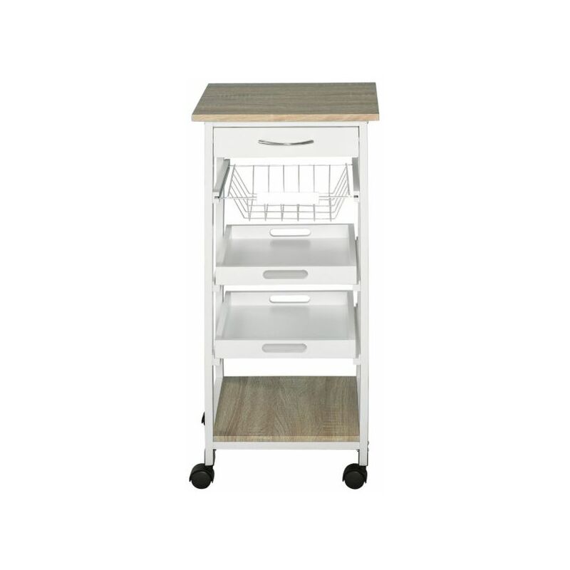 EASYCOMFORT Carrello da Cucina Multiuso in Legno con 2 Cassetti, 3 Antine e  4 Ruote 121x46x91cm, Grigio