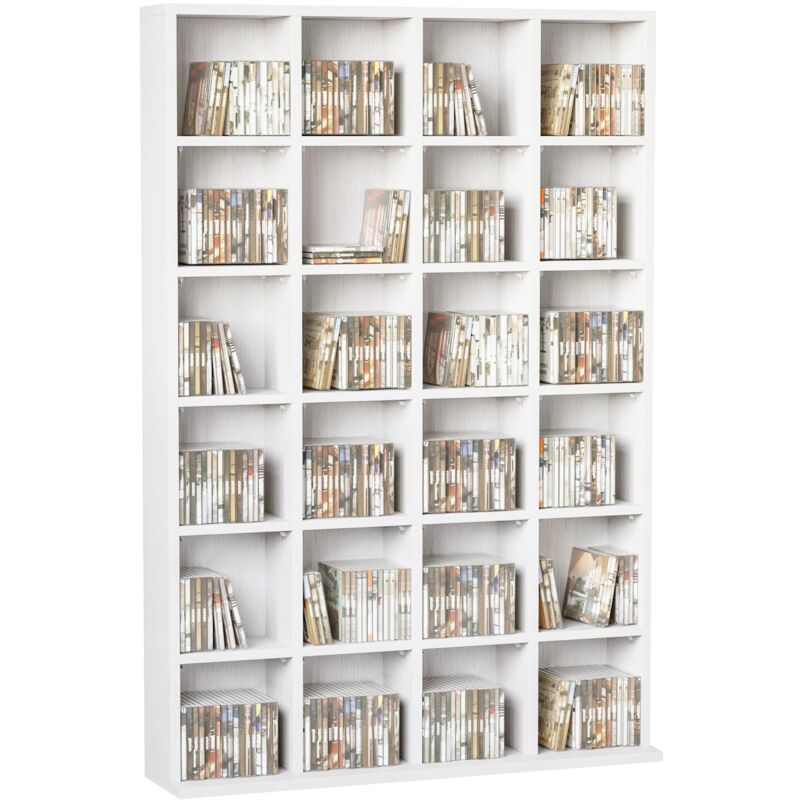 EASYCOMFORT Mobile Libreria Porta CD a Muro 24 Scompartimenti Regolabile in  Altezza 130.5 × 89 × 20cm Legno Naturale