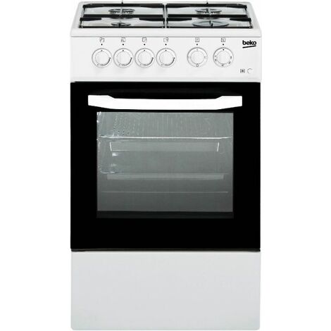 Cucina a Gas Beko 4 Fuochi e Forno Elettrico 54 Lt CSS42014FW (L50xP50) Con Coperchio Colore Bianco