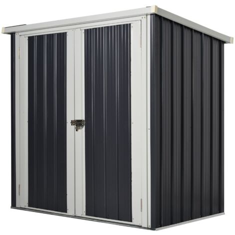 easycomfort casetta da giardino in lamiera di acciaio con doppia porta, 147x86x134cm, nero e bianco
