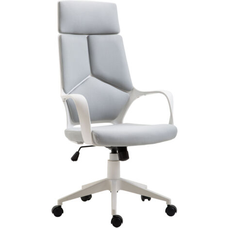 easycomfort sedia da ufficio con funzione dondolo, poltrona presidenziale in tessuto regolabile e girevole, 63x63x117-127 cm, grigio (1/5)