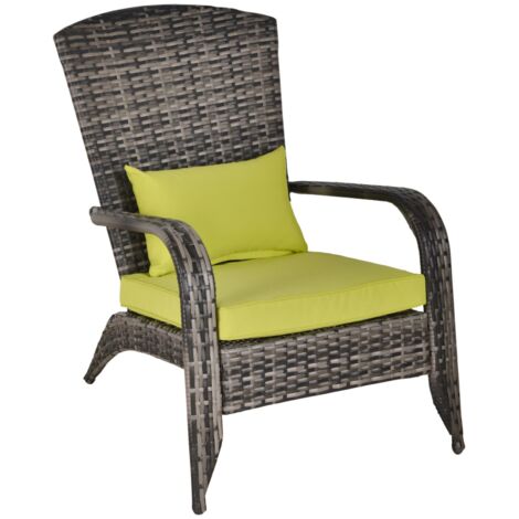 easycomfort sedia da giardino in rattan, poltrona da esterno a adirondack con braccioli e cuscini imbottiti, grigia, 65x86x90cm (1/5)