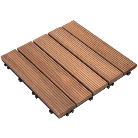 easycomfort piastrelle per esterni pavimento in legno, set 27 pezzi montaggio a incastro, 30x30x2.5cm