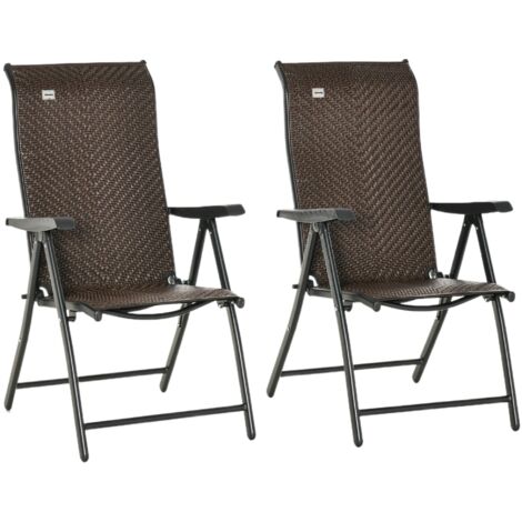 EASYCOMFORT Set da 2 Sedie da Giardino Pieghevoli in Rattan PE, Schienale 7  Posizioni, 71x58x111cm