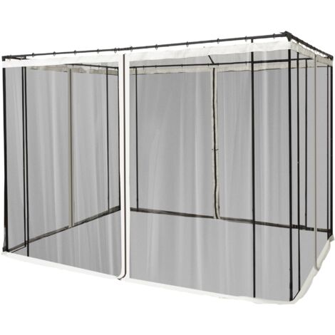 easycomfort zanzariera per gazebo 3x3m con cerniere e anelli, pannelli da 302x207cm, nero/beige (1/5)