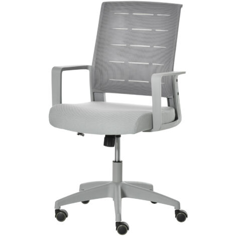 EASYCOMFORT Sedia da Ufficio Ergonomica Girevole con Altezza Regolabile,  Ruote e Braccioli, 59x61x95.5-105cm Grigio