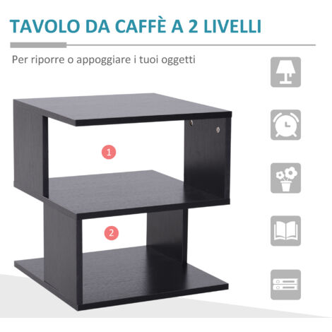 Tavolino Da Salotto Moderno In Legno Con 2 Ripiani - 70x50x41 Cm, Marrone, Portata Max 70 Kg - Foto 7
