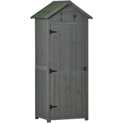 easycomfort capanno da giardino porta attrezzi in legno impermeabile, 77x54.2x179cm - grigio