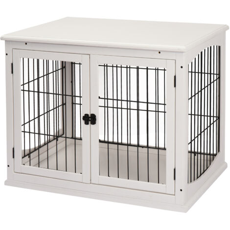 easycomfort casetta per cani fino 30kg da interno in legno e acciaio, 58.5x81x 66cm - bianco
