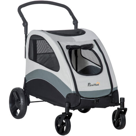 EASYCOMFORT Passeggino per Cani Pieghevole Carrello per Animali Domestici  Carrello Carrozzina Grigio 75 x 45 x 97cm