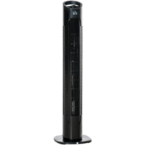 easycomfort ventilatore a colonna moderno 3 velocità con oscillazione 70°, ventilatore a torre con piantana rotonda e maniglia, potenza 50w, in pp, ø20x78.5cm nero (1/5)
