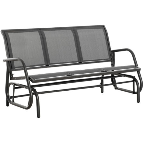 easycomfort panchina a dondolo da giardino a 3 posti in metallo e tessuto a rete traspirante, 151x75x85cm, grigio (1/5)