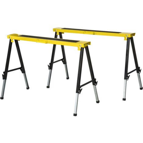 easycomfort set 2 cavalletti da lavoro pieghevoli con altezza regolabile portatili e antiscivolo gialli (1/2)