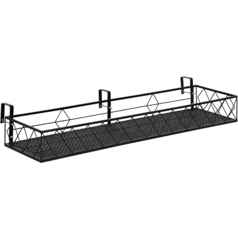 easycomfort fioriera da esterno portavasi con ganci per ringhiera balcone in metallo, 100x31x12cm, nero