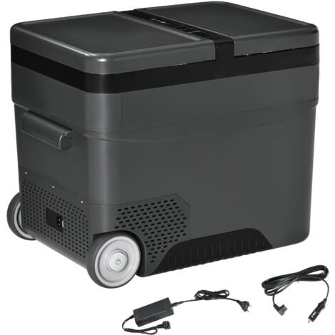 easycomfort frigo portatile elettrico a compressore da 45l con maniglia telescopica e ruote, frigorifero piccolo da 12/24v dc e 110/240v ac, per auto e camion