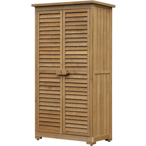 easycomfort casetta in legno da giardino con tetto impermeabile, armadio da esterno porta attrezzi da giardino con 3 mensole, 87x46.5x160cm
