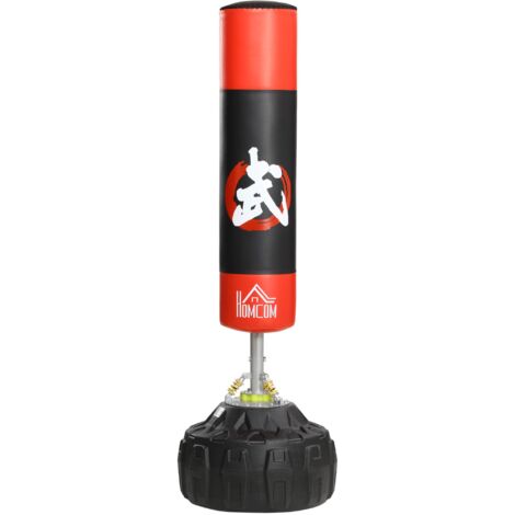 easycomfort sacco boxe da terra con supporto per allenamento professionale a casa o in palestra, nero e rosso, φ60 x 180 cm