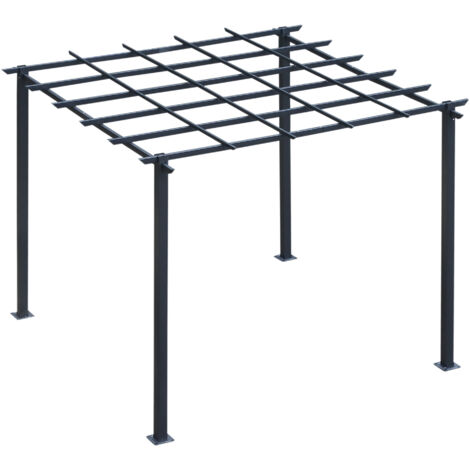 easycomfort  pergolato da giardino struttura in metallo nero 300 x 300 x 230 cm
