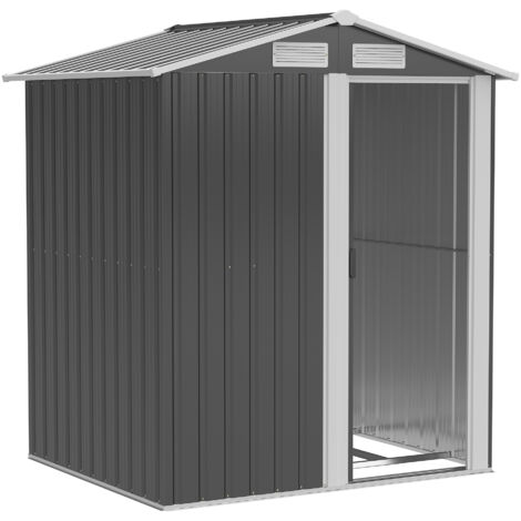 easycomfort casetta da giardino porta attrezzi in acciaio, tetto inclinato e 4 prese d'aria, 152x132x188cm