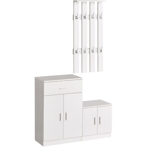 easycomfort scarpiera con appendiabiti a combinazione per ingresso e camera da letto legno 100x32x187cm bianco (1/5)