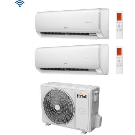 Climatizzatore Condizionatore Dual Split Inverter Ferroli Giada M 9000+12000 btu con 18-2 Wi-Fi Integrato Alexa e Google HOME 9+12 - NOVITA