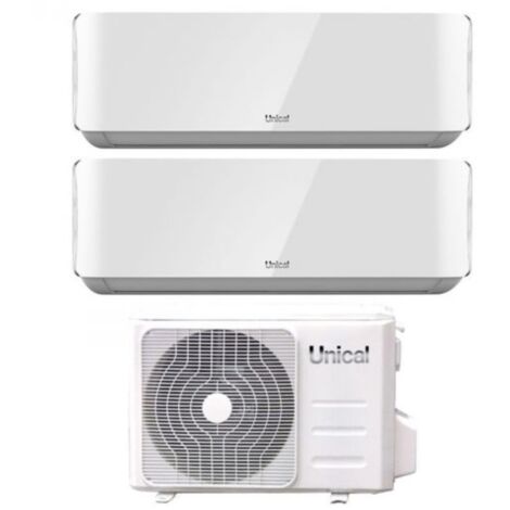 Climatizzatore Condizionatore Unical Dual Split Inverter serie AIR CRISTAL 13+13 con XMX3 21HE R-32 Wi-Fi Optional 13000+13000