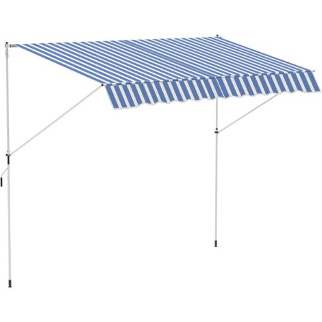 Easycomfort Tenda da Sole a Bracci 3x1.5m con Manovella e Struttura Telescopica, Bianco e Blu (1/5)