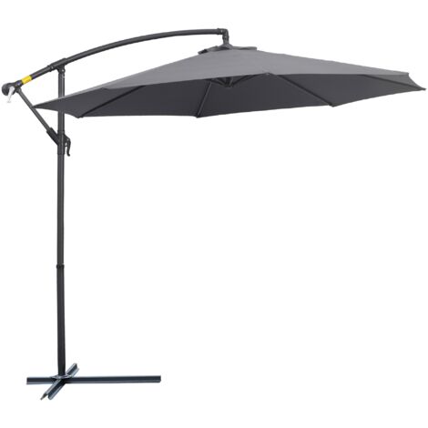 Ombrellone Da Giardino 3x3 | Ombrelloni Decentrato In Alluminio Grigio Chiusura A Soffietto Telo Panna Poliestere 200 Gr Dimensione 3x3 Mt 85285579