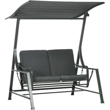 Dondolo Giardino VERDELOOK Amalfi - 3 Posti, Tettuccio, Grigio, Struttura Acciaio, 178x113x165 Cm - Foto 8