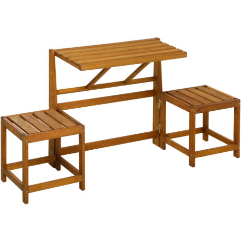 Set Da Balcone Con Tavolo E Panca In Legno Di Teak, Safavieh Collezione Ruben, Finitura Naturale, Per Esterni E Giardino - 3