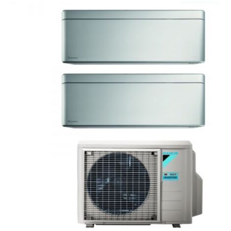 Climatizzatore Condizionatore Daikin Bluevolution Dual Split Inverter serie STYLISH TOTAL SILVER 9+12 con 2MXM50A R-32 Wi-Fi Integrato 9000+12000 Colore Grigio Garanzia Italiana (1/5)