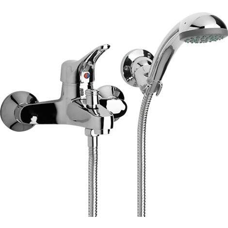 Miscelatore Rubinetto PAINI serie PILOT per vasca da bagno con flessibile e doccetta DUPLEX cod. 04CR105
