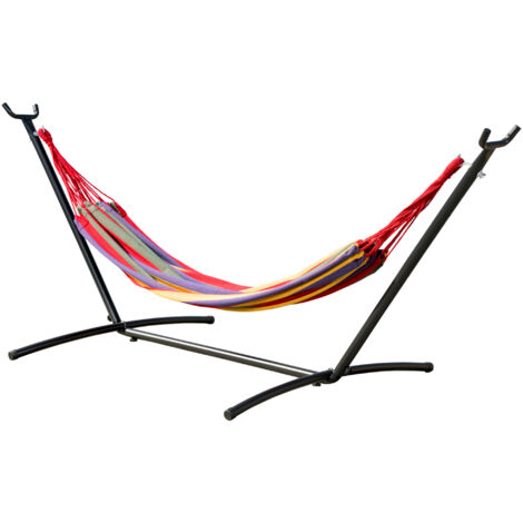 Outsunny Amaca da Giardino in Cotone Multicolor con Struttura Autoportante