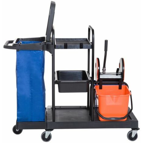 EASYCOMFORT Carrello Pulizie Professionale Multiuso con 2 Secchi Capacità 18L e Ruote, Blu