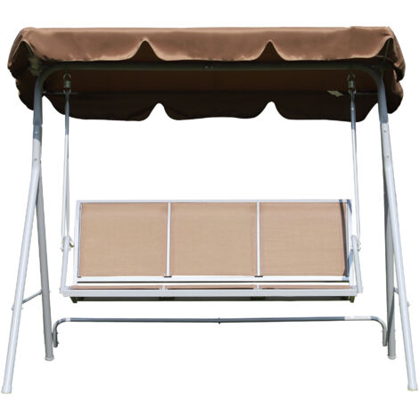 Outsunny Dondolo da Giardino a 3 Posti Tetto Parasole Rimovibile