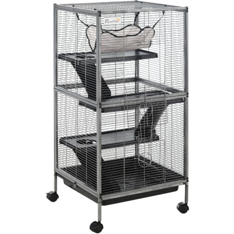 easycomfort gabbia in metallo per roditori 4 livelli con vassoio rimovibile 52 x 52 x 113.5cm