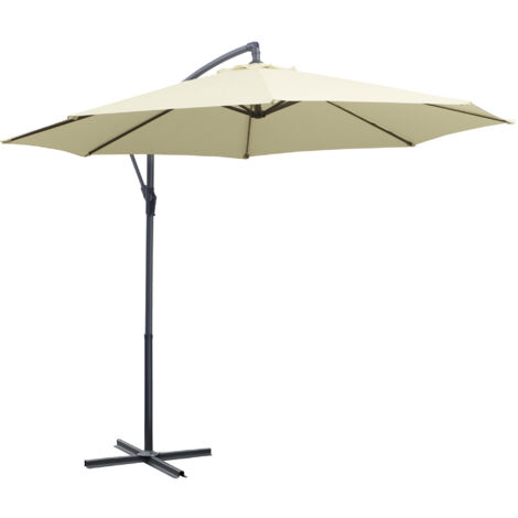 Outsunny Ombrellone da Giardino a Braccio con Base a Croce in Metallo Poliestere