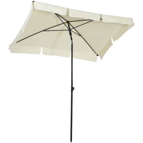 Ombrellone Rettangolare Da Giardino Parasole Balcone Inclinazione Regolabile Anti UV Impermeabile Ombreggiante Spiaggia Terrazzo 198x125 Cm Bianco 88897741